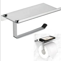 Toilet Paper Holder Wall Mounted Toilet Paper Holder with Shelf Phone Shelf Silver