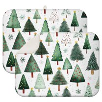 White Christmas Tree Pattern Dish Drying Mat for Kitchen 1 Pack, Ultra Absorbent Microfiber Dishes Drainer Mats,18x24in(46x61cm)