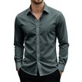 thumbnail image 2 of Delconic Men's Urban Stylish Casual Business Slim Fit Long Sleeve Button Up Dress Shirt with Pocket Gray S, 2 of 6