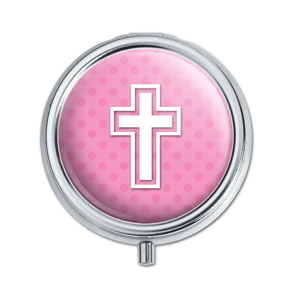 Cross Pink Baby Girl Christening Baptism Shower Pill Box