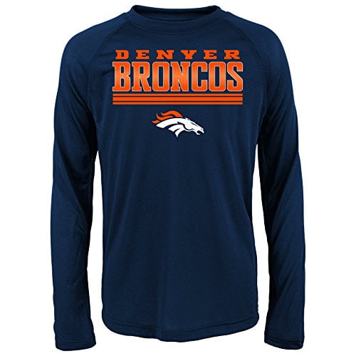 NFL Denver Broncos Kids Linebacker Raglan Hooded Pullover Dark Navy 5-6 Kids Medium