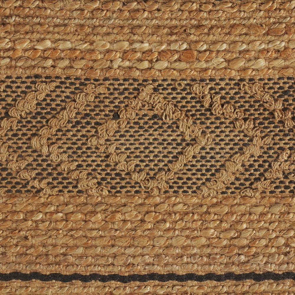 Woven Paths Tan and Black Geometric Farmhouse Organic Jute Indoor Area Rug