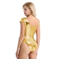 thumbnail image 3 of JanJean Women's One Piece Shiny Metallic Dance Leotards Gymnastics Bodysuit Dancewear Swimwear Gold XXL, 3 of 7