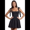 thumbnail image 3 of Vestido Camisola Holgado con Fruncido y Corte en A, con y Lazo en los Hombros. Negro L, 3 of 7