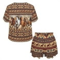 thumbnail image 5 of SEANATIVE Aztec Tribal Horses Pajamas Sets Women Short Sleeve Shirts and Pants Size M 2 Piece Sleepwear Stretchy Loungewear Set with Pockets Ladies Nightwear Outfits, 5 of 7