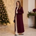 thumbnail image 5 of Rexolia Women's Wool Blend Coat Long Sleeve Notch Lapel Long Trench Fall Winter Office Wine Women, 5 of 7