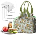 thumbnail image 4 of Pioneer Flower Floral Print Pattern Drawstring Lunch Bag Women - Drawstring Lunch Bag Insulated for Work Office - Stain-Resistant Large Lunchbags for Women with Multi-Pockets, 4 of 6