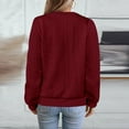 thumbnail image 4 of Women's Half Zip Sweatshirt Crew Neck Long Sleeve Cable Knit Pullover Tops 07-Wine L, 4 of 5