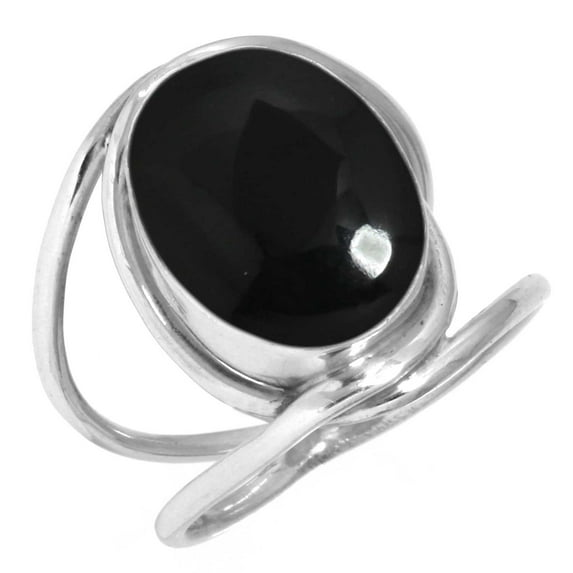 925 Sterling Silver Ring For Women - Teens Real Black Onyx Gemstone Silver Ring July Birthstone Fashion Silver Ring Size 6.5 Friendship Day Gift For Girl Friend Gemstone 925 Silver Jewelry