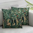 FACANNAP William Morris Fox Hares Blue Green Floral Forest Throw Pillow
