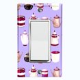 thumbnail image 1 of Metal Light Switch Wall Plate Outlet Cover (Coffee Mocha Espresso Tea Pot Kettle Maker Festive Cup Purple Pattern - Single Rocker), 1 of 2