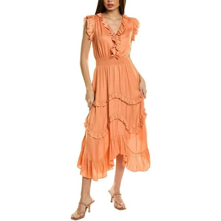 Elie Tahari womens The Layla Midi Dress, XS, Orange