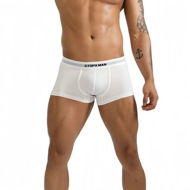 GTOPX MAN Men's Boxer Briefs Soft Ribbed Fabric Breathable Mordern Fit, Color White, 3-Pack, Size M