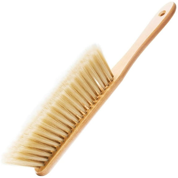VONTER Hand Broom Soft Bristles Natural Small Dusting Brush Wooden Handle for Counter, Gardening, Furniture Cleaning