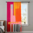 thumbnail image 4 of Pink Orange Sheer Curtains 54 Inches Long, Geometric Modern Abstract Oil Painting Light Filering Curtains, Breathable Simi Curtain Privacy Drapes for Kitchen Bathroom Nursery Small Window Treatment, 4 of 9