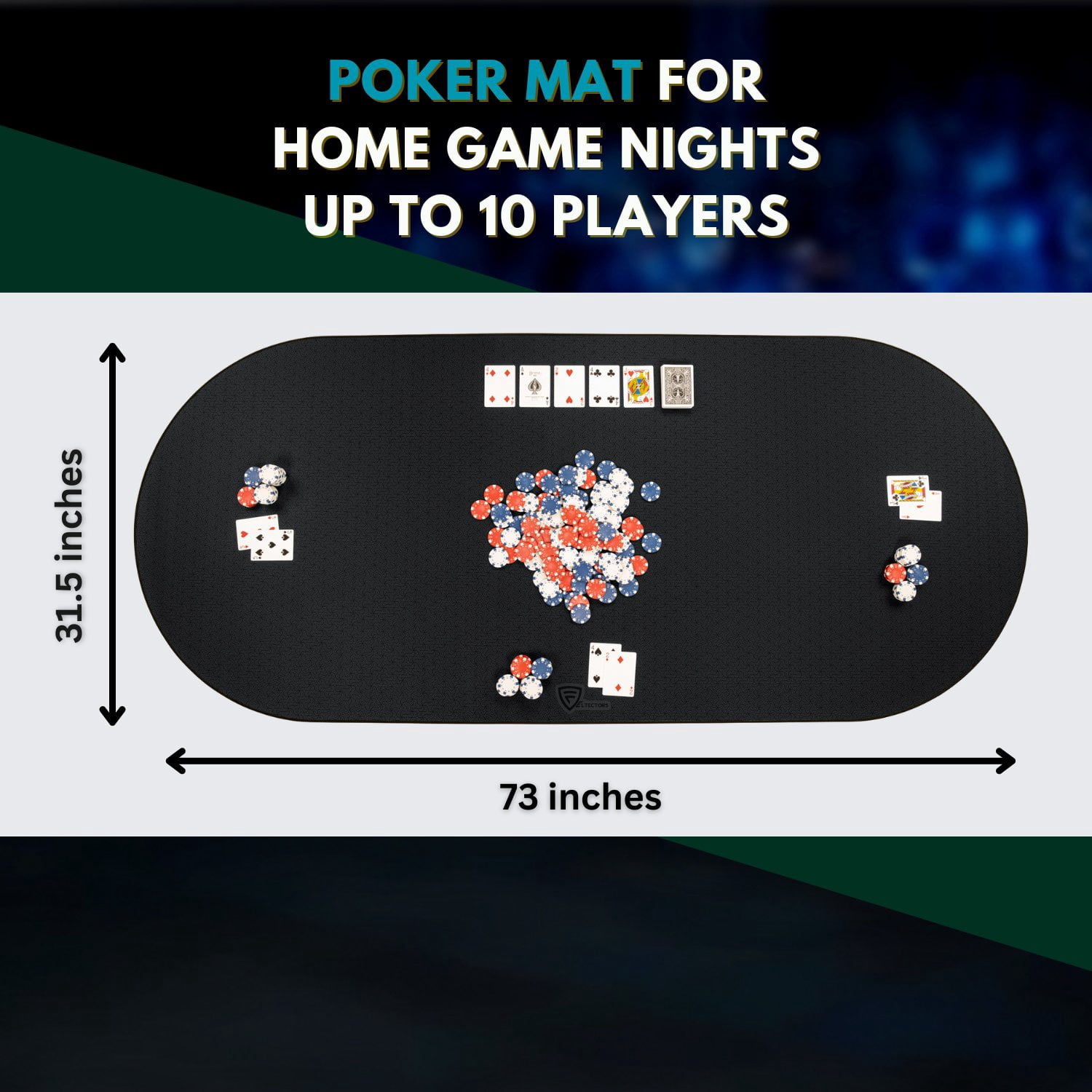 Feltectors Board Game Mat, Table Cover for Mahjong, Poker, Playing Cards, Tile Games, Dominoes 73 x 31.5 inch - Blue