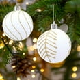 thumbnail image 4 of Christmas Ornaments,2.63in/60mm Flocked Christmas Balls Hanging Balls Glitter Plastic Balls Christmas Tree Ornament Set Of Four Christmas Indoor and Outdoor Decorations,White, 4 of 6