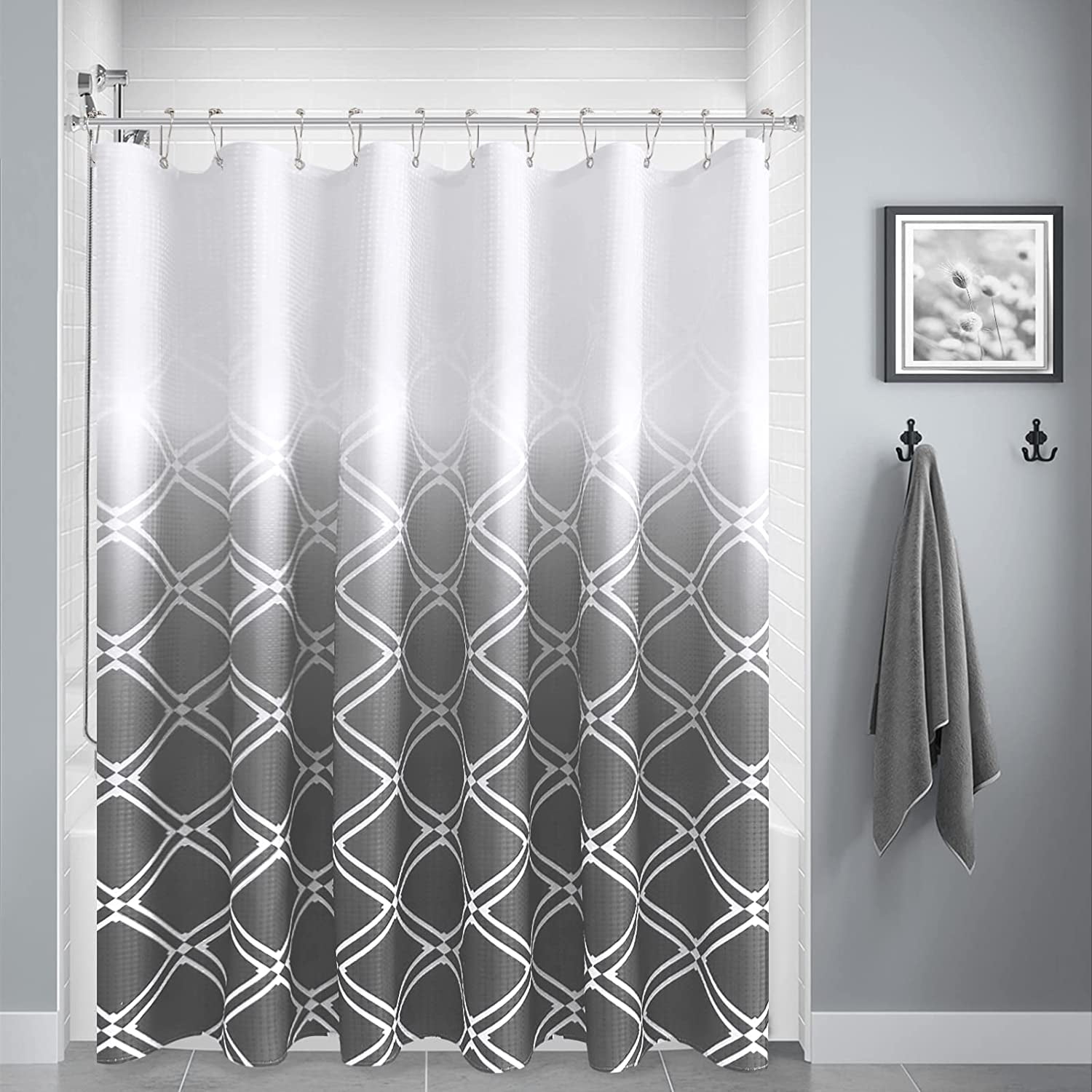 Grey and White Ombre Shower Curtain Grey Modern Shower Curtain with