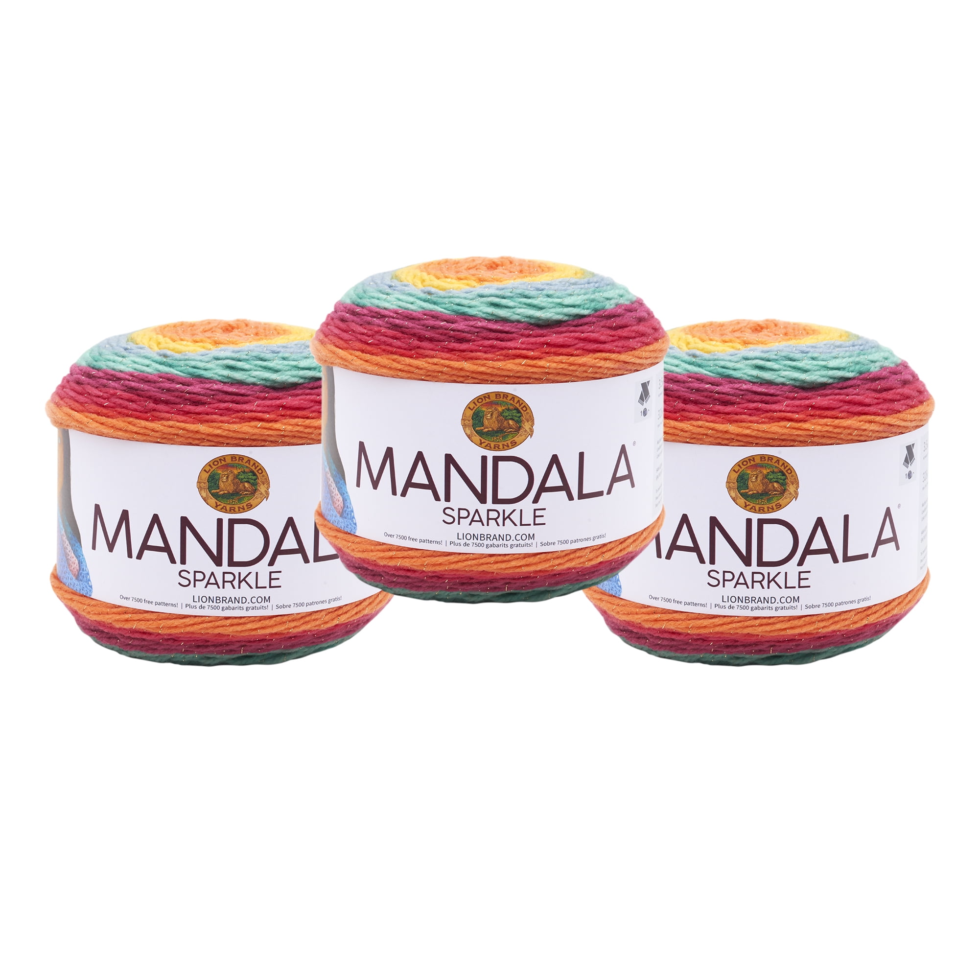 Lion Brand Yarn Mandala Sparkle Draco Metallic Self Striping Light Acrylic Multi Color Yarn 3 Pack Walmart Com Walmart Com