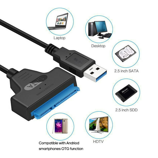 USB 3.0 to SATA Hard Adapter Cable with Led Light Computer Hard Driver Connection Cable for 2.5in SSD & HDD Walmart.com