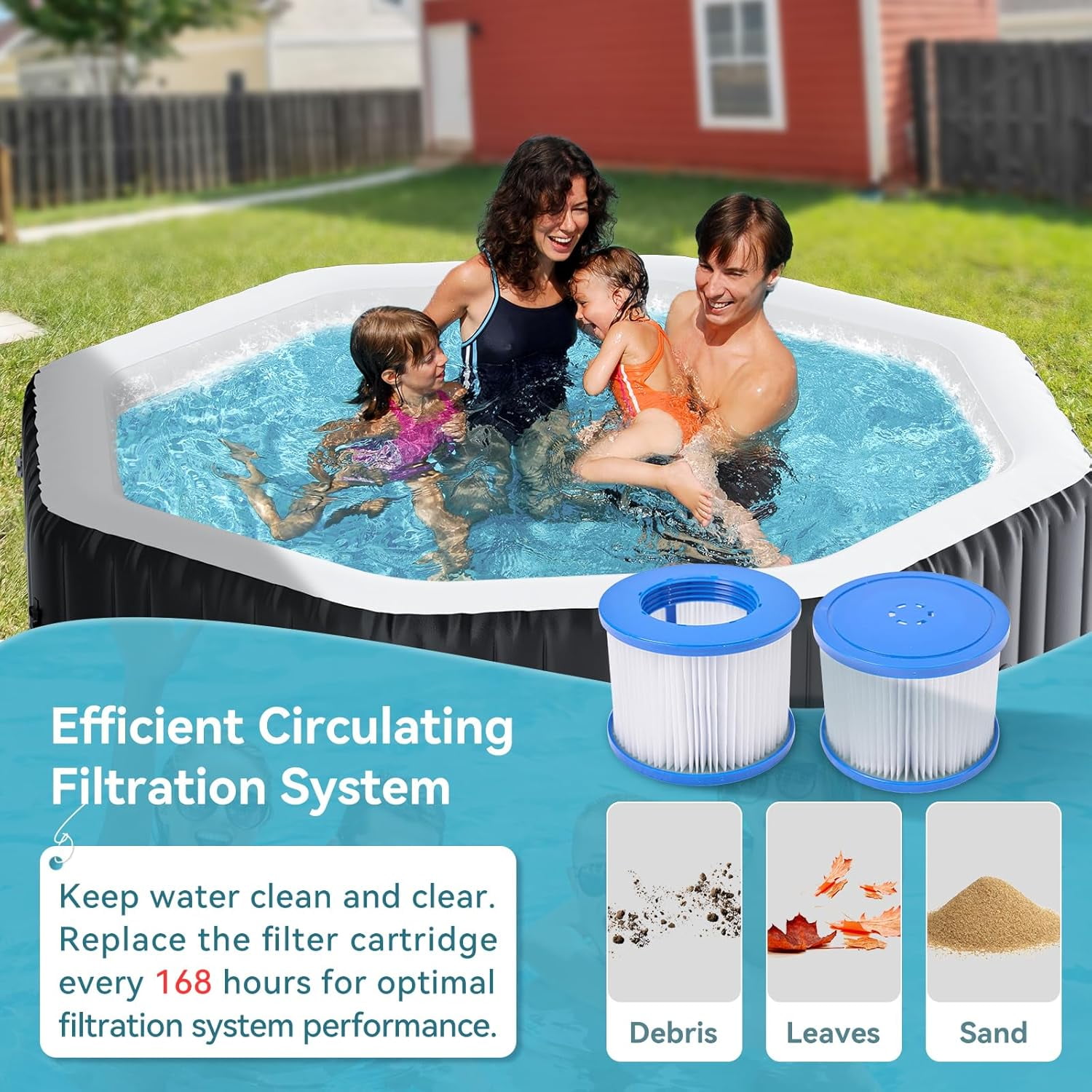 Inflatable Hot Tub 77"X 77"X 25", 4-6 Person Large Polygon Outdoor Spa Blow Up Hottubs with 130 Bubble Jets, Blow Up Air Hot Tub with Heater Pump and Side Table, Insulated Cover, 2 Filter Cartridges