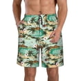 thumbnail image 2 of Uemuo Colorful Hawaii Palms Pattern Men's Swim Trunks Hawaiian Beach Bathing Suit Swimsuits Beach Quick-Dry Shorts with Pockets-Medium, 2 of 9