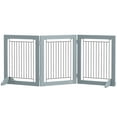 thumbnail image 1 of PawHut Freestanding Pet Gate, Folding Dog Gate with 2 Support Feet - Grey, 1 of 10