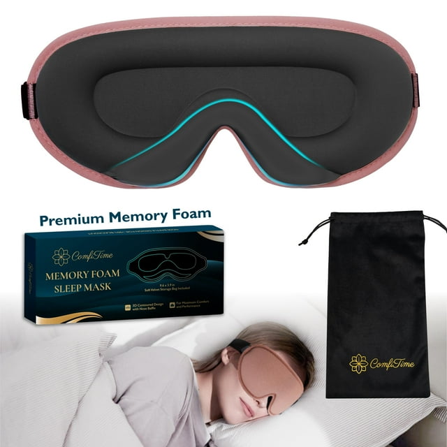 ComfiTime Máscara para Dormir 3D 100 % Opaca, Cubre Ojos para Hombres, Mujeres y Niños, Antifaz con Deflector Nasal, Suave y Liviano, sin Látex, Color Champán