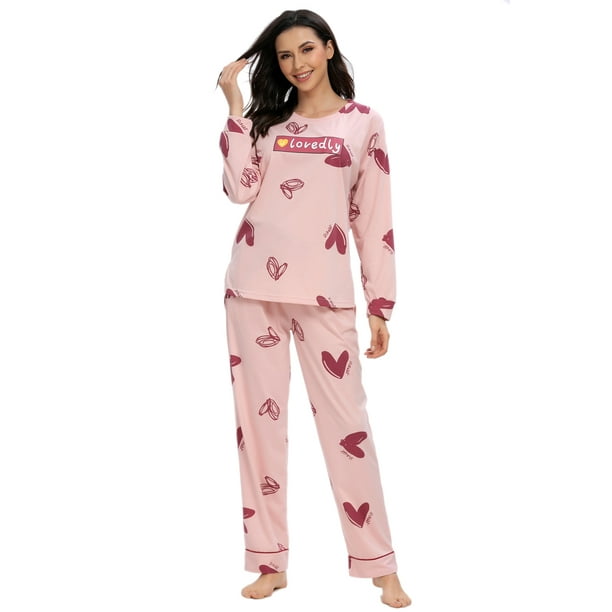 MintLimit Women's Short Sleeve Pajamas Set Top and Capri Pants Soft Pjs  Sets Sleepwear Pink XXL 