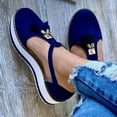 thumbnail image 2 of Pntutb Shoes Womens Tassel Round Toe Flat Pumps Thick Bottom Buckle Strap Casual Beach Shoes, 2 of 5
