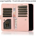 thumbnail image 2 of Wallet Case Compatible with iPhone 12 Pro Max 6.7 inch 2020,Magnetic Handbag Zipper Pocket PU Leather Flip with 9 Card Slots and Wrist Strap Folio TPU Inner Stand Case - Rose Gold, 2 of 16