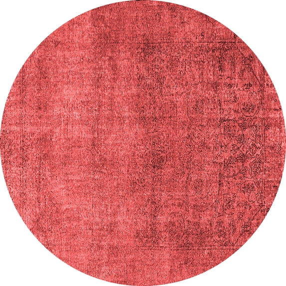 Ahgly Company Machine Washable Indoor Round Oriental Red Industrial Area Rugs, 6' Round