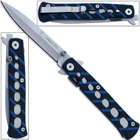 Slim Fox Stiletto Knife Blue CompactFolding Slickster G10 (Best Stiletto Knife Brand)