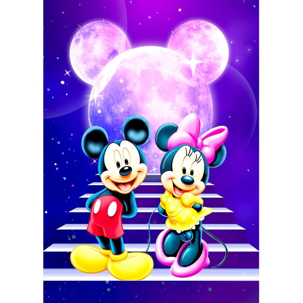 Pintura de diamante 5D DIY Taladro redondo completo Mickey Minne Kit Decoración del hogar (C370) FLhrweasw Nuevo