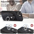 thumbnail image 4 of For Iphone 14 Pro Retro Skin-Feel Ring Card Wallet Phone Case(Black),iPhone 15, 4 of 7
