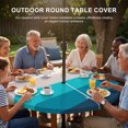 thumbnail image 2 of Round Outdoor Tablecloth with Umbrella Hole and Zipper, Blue Aqua Ombre Fitted Table Cover with Elastic Edge for 45-54 Inch, Modern Abstract Art Farmhouse Striped Waterproof Patio Tablecoths, 2 of 9