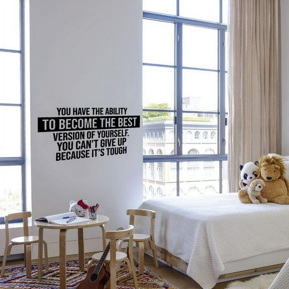 Best Version Of Yourself Quote Fitness Workout Success Motivation Quotes Wall Decals Healthy Lifestyle for Girls Boys Gym Home Sports Room Decor Vinyl Wall Art Stickers Decoration Size (6x10 inch)