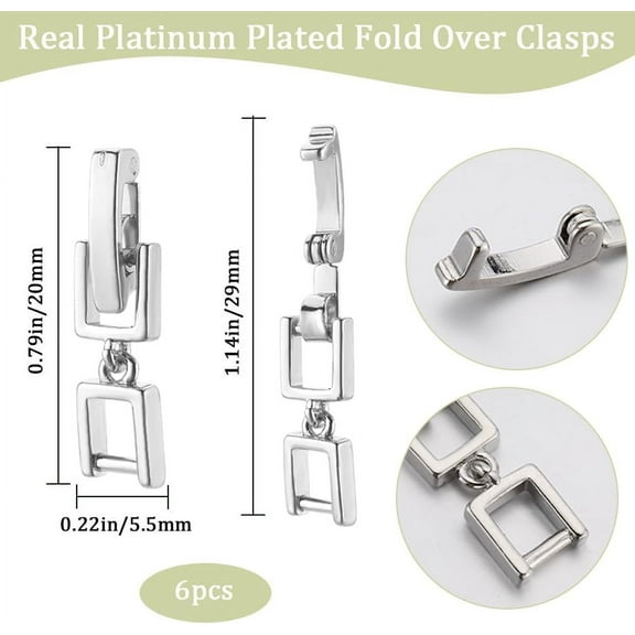 1box 6pcs Brass Fold Over Clasps Bracelet Necklace Jewelry Extender 29mm Link: 8x5.5x2mm Clasp: 10x2x4mm