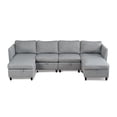 thumbnail image 4 of BUIORD 100" Modular Sectional Sofa with Storage, 6 Seat Couches and Sofas for Living Room, U-Shaped Sectional Couch with Reversible Chaises, Light Grey, 4 of 11