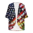 thumbnail image 6 of Gamivast Summer Cardigans for Women Patriotic Star Stripe Print Open Front Loose Flowy Fit Cover Ups Lightweight Breathable Chiffon 3/4 Sleeve Kimono Beach Vacation outfits, 6 of 6
