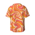 thumbnail image 6 of PAYOHTO Wavy Orange Pink Colors Mens Hawaiian Casual Short-sleeved Shirt Tropical Summer Beach Button Down Shirts, 6 of 7