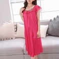 thumbnail image 5 of HomeGardon,Nightgowns for Women Women's Sleepwear,Summer Lace Short Sleeve Plus Ice Silk Mid-length Nightdress,L-XXL, 5 of 8