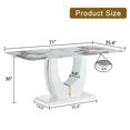 thumbnail image 4 of Noble House Modern Minimalist Glass Dining Table,White Imitation Marble Pattern,White, 4 of 10