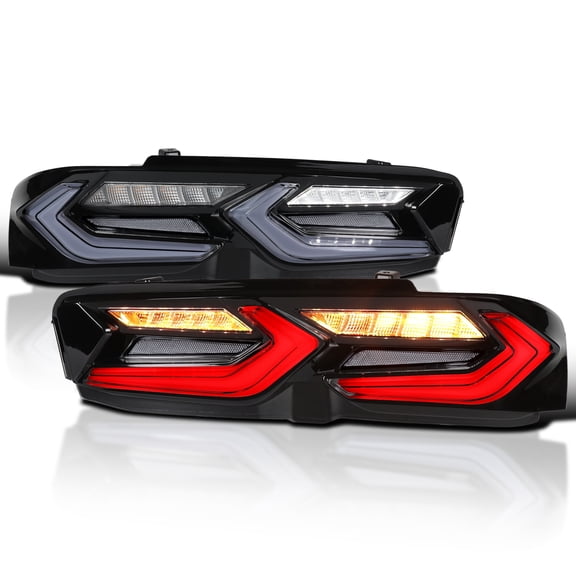 Spec-D Tuning Black Smoke Full LED Tail Lights w/ Sequential Turn Signals Compatible with 2019-2024 Chevy Camaro, Left Right Pair Assembly