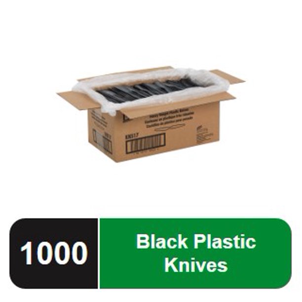 Dixie® 7.5" Heavyweight Disposable Plastic Knife,KH517, Black, 1,000