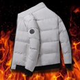thumbnail image 2 of uikmnh Mens Winter Jacket Male Autumn and Winter Solid Color Stand Collar Long Sleeve Thickened Jacket To Keep Warm and Cold Coat Size:2XL, 2 of 3
