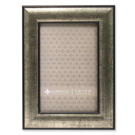 4x6 Silver Plated Photo Frame - 4x6 Domed Burnished Silver and Black Picture Frame