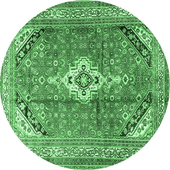 Ahgly Company Indoor Round Persian Emerald Green Traditional Area Rugs, 8' Round