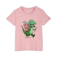 thumbnail image 3 of T-Shirts à Manches Courtes pour Enfants Garçons Filles 3-10 Ans Dinosaure Col Rond Coton Imprimé Mode Mignon Rose, 3 of 5
