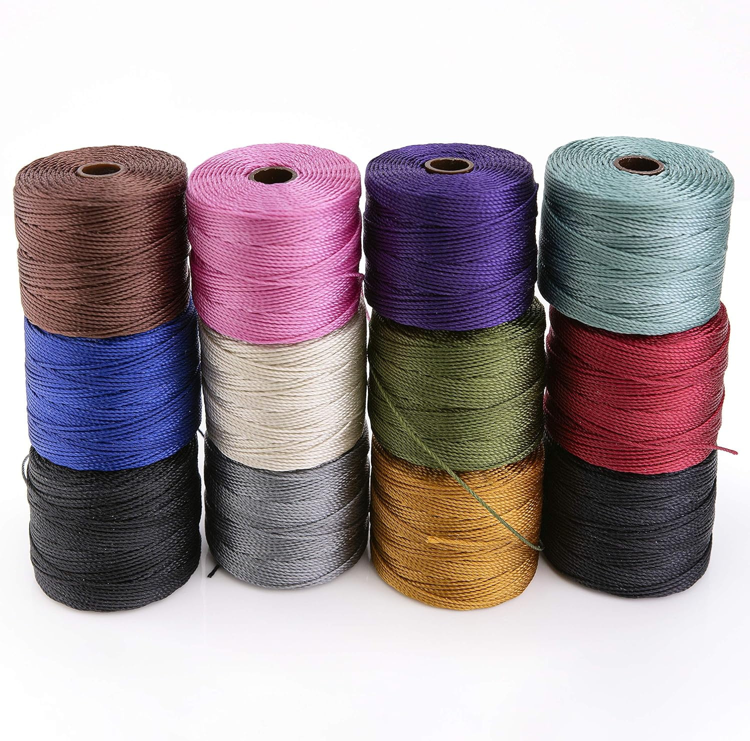The Beadsmith S-Lon Bead Cord – .5 mm Twisted Nylon Cord for Stringing, 12-Pack, Gaskell Mix, TEX210, 77 Yards per Spool